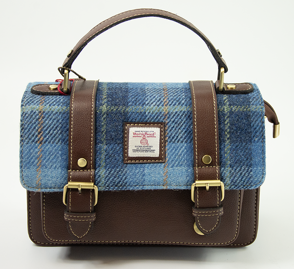 Harris Tweed Medium Satchel Bag 2 in Classic Brown | Handwoven Scottish Wool Crossbody Shoulder Bag | Premium Leather Trim | Everyday Travel Work Tote | Stylish Durable Gift for Men & Women
