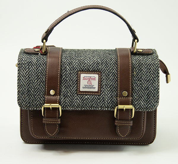 Harris Tweed Medium Satchel Bag 5 Brown | Authentic Handwoven Scottish Tweed Shoulder & Crossbody Bag | Classic, Durable & Stylish Everyday Satchel for Work, Travel, Shopping, School & Heritage Fashion Lovers