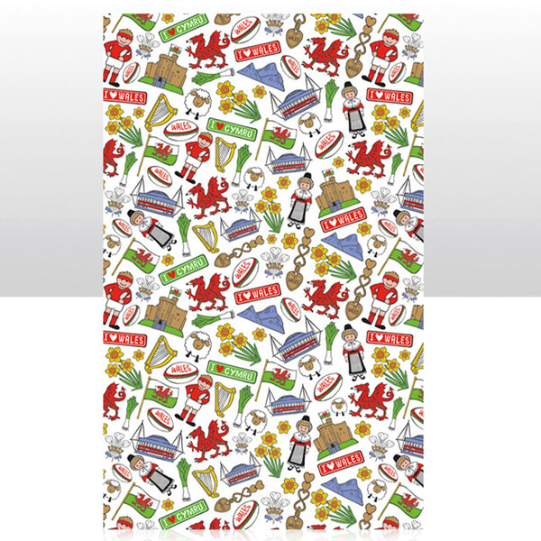 Wales Cymru Wonderful Wales Tea Towel