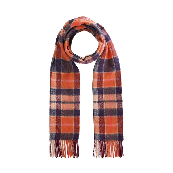 Welsh Woollens 100% Lambswool Scarf Cragg Check Ginger