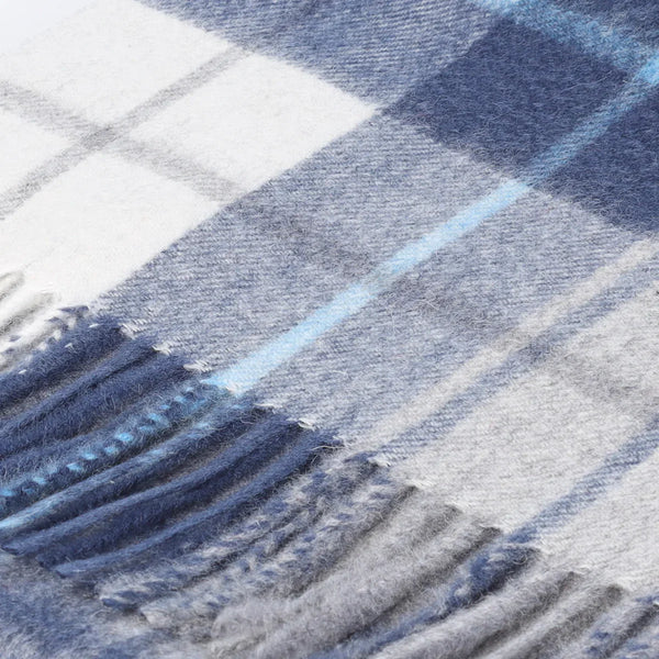 Welsh Woollens 100% Lambswool Scarf Mill Check Navy