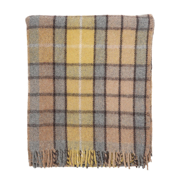 Welsh Woollens Recycled Wool Tartan Blanket Throw – Buchanan Natural | Eco-Friendly Sustainable Wool Blend | Soft, Warm & Durable | Sofa, Bed, Picnic, Travel Blanket | Welsh Heritage Gift