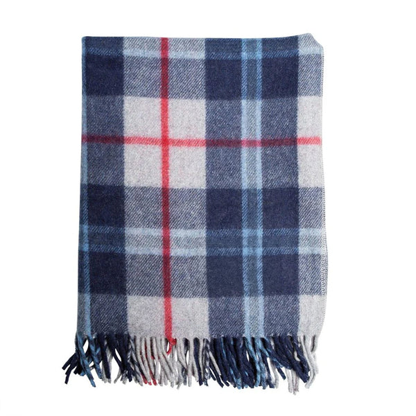 Welsh Woollens Recycled Wool Tartan Blanket Throw – Douglas Navy | Eco-Friendly Sustainable Wool Blend | Soft, Warm & Durable | Sofa, Bed, Travel, Picnics Blanket | Heritage-Inspired Welsh Gift