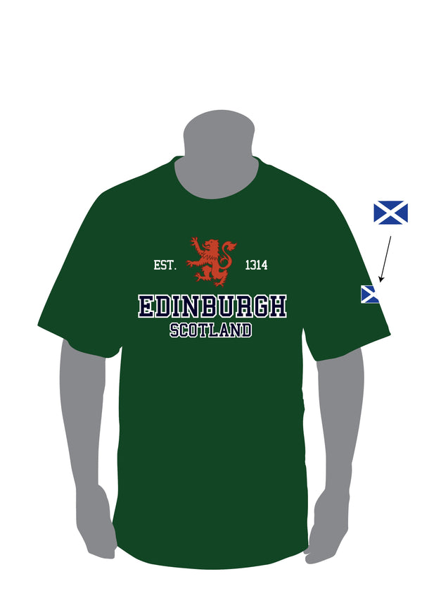 Scotland Est 1314 Edinburgh Applique T-Shirt | Premium Quality Short Sleeve Tee with Bold Applique Detailing | Comfortable, Durable & Stylish Scottish Heritage Top | Everyday Wear, Gift & Souvenir
