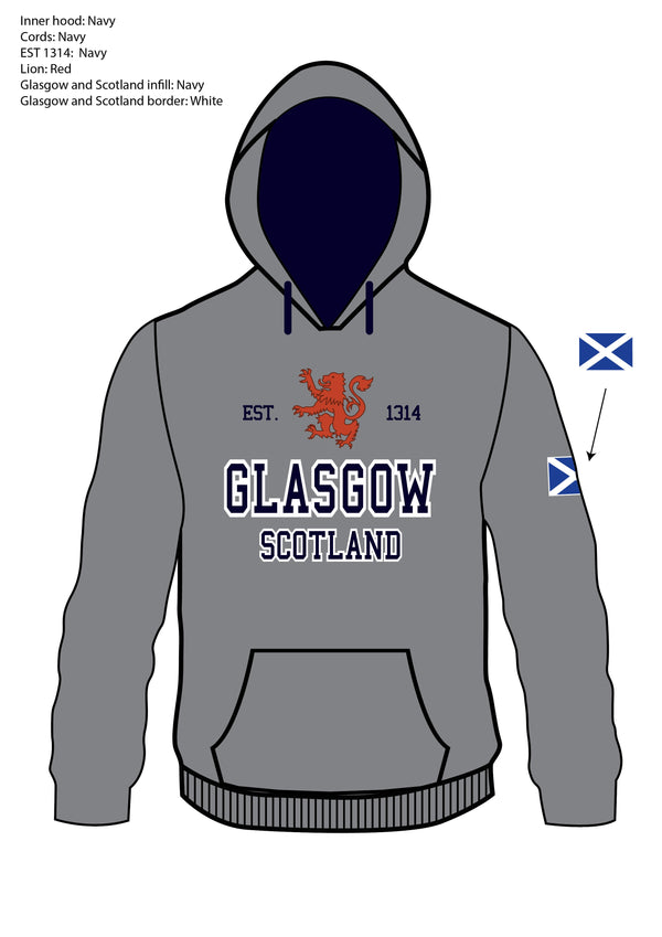 Scotland Est 1314 Glasgow Hoodie | Premium Quality Pullover Hoodie with Heritage-Inspired Applique Design | Warm, Durable & Comfortable | Everyday Casual Wear, Souvenir & Stylish Scottish Pride Gift