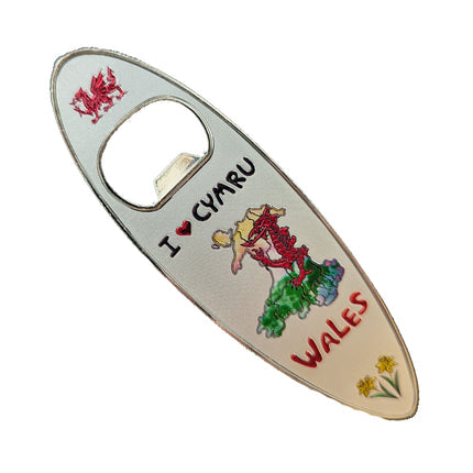 Wales Love Cymru Map Bottle Opener Magnet (Oval Shape)