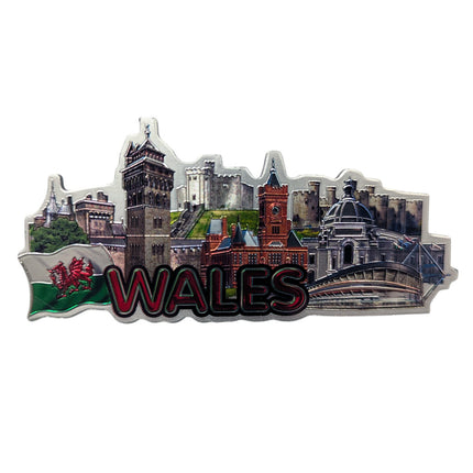 Wales Long Landmarks Foil Magnet