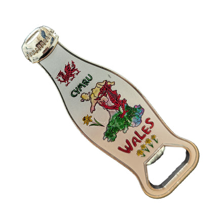 Wales Love Cymru Map Bottle Opener Magnet (Bottle Shape)