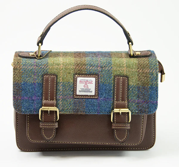 Harris Tweed Medium Satchel Bag 30 Brown | Authentic Handwoven Scottish Tweed Crossbody & Shoulder Bag | Durable, Stylish & Timeless Everyday Satchel for Work, Travel, Shopping & Classic Fashion Lovers
