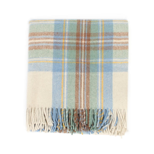 Welsh Woollens Recycled Wool Tartan Blanket Throw – Stewart Muted Blue | Eco-Friendly Sustainable Wool Blend | Soft, Warm & Durable | Sofa, Bed, Picnic, Travel & Heritage-Inspired Gift