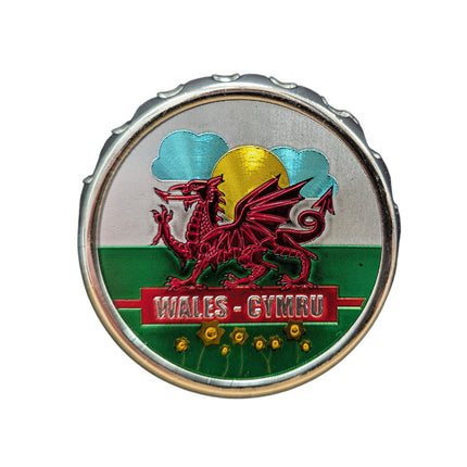 Wales Sunny Flag Bottle Opener Magnet (Bottle Cap)