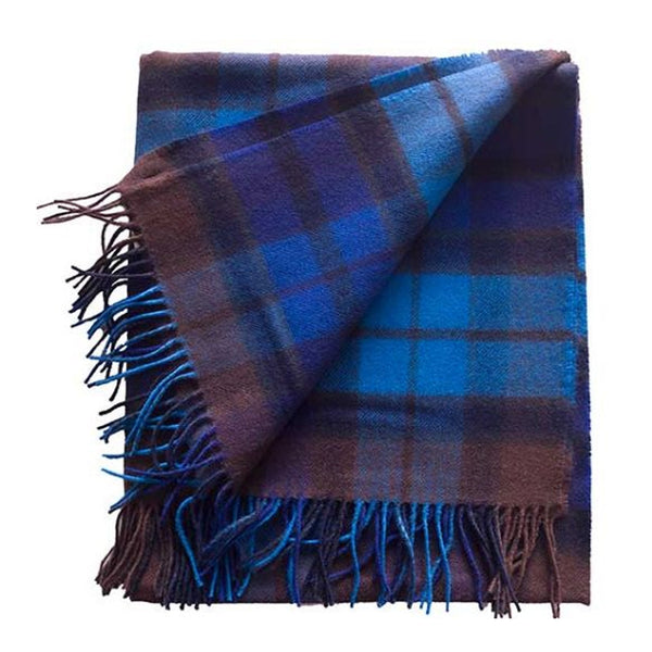 Welsh Woollens Recycled Wool Tartan Blanket Throw – Buchanan Blue | Eco-Friendly Sustainable Wool Blend | Soft, Warm & Durable for Sofa, Bed, Travel, Camping, Picnics & Heritage Welsh Gift