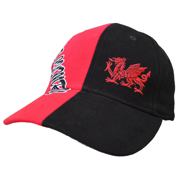 Red/Black Contrast Cymru Cap | Stylish Adjustable Baseball Cap with Embroidered “Cymru” Text | Comfortable & Durable | Perfect for Everyday Wear, Sports & Welsh Pride Events | Unisex Design