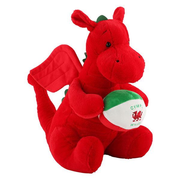 Welsh Dragon Plush with Ball | Adorable Red Dragon Soft Toy Holding a Rugby Ball | Symbol of Welsh Pride & Heritage | Cuddly, Durable & Perfect for All Ages | Gift or Souvenir from Wales