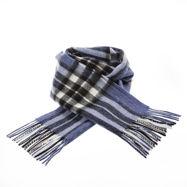 Welsh Woollens 100% Lambswool Scarf Enlarged Off Ctr Scotty Thom Denim