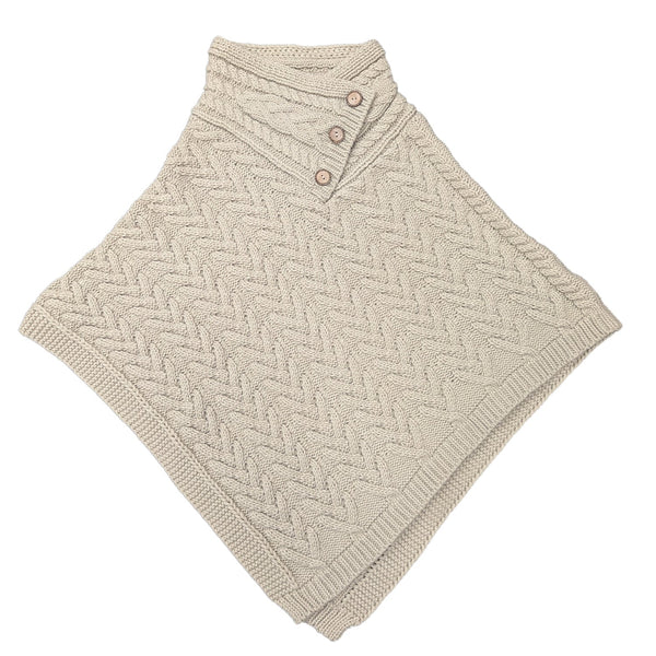 Aran Ladies Poncho | Traditional Irish Cable Knit Design with Heritage Patterns | Soft, Warm & Stylish Wool Blend | Timeless Fashion Layer for Comfort & Elegance Everyday Wear & Gift