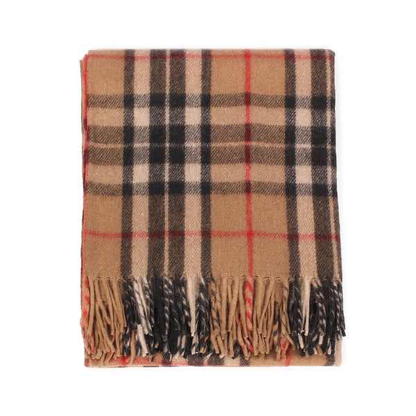 Welsh Woollens Recycled Wool Tartan Blanket Throw – Thomson Camel | Eco-Friendly Sustainable Wool Blend | Soft, Warm & Durable | Sofa, Bed, Travel & Picnic Blanket | Heritage-Inspired Gift