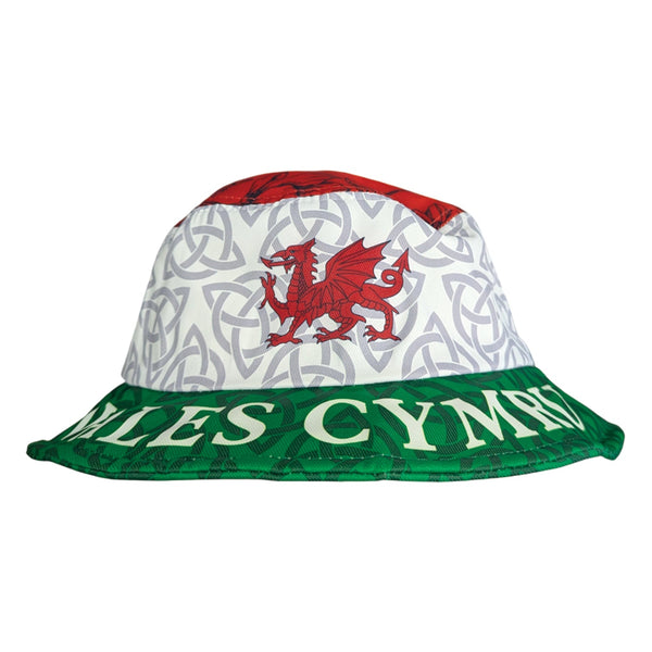 Wales Celtic Design Bucket Hat | Stylish Sun Hat with Traditional Celtic Knot Pattern & Welsh Emblem | Lightweight, Breathable & Comfortable for Festivals, Outdoor Adventures & Everyday Wear | Unisex Welsh-Inspired Accessory