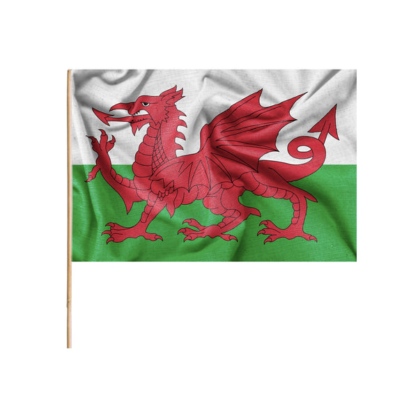 Wales 12x18 Hand Flag | Portable Welsh Flag with Handheld Stick | Y Ddraig Goch Banner for Parades, Sporting Events & Celebrations | Lightweight & Durable | Show Your Welsh Pride On the Go